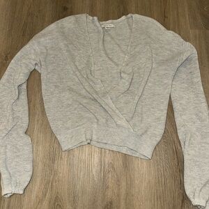 American Eagle Outfitters Light Gray Knit Sweater